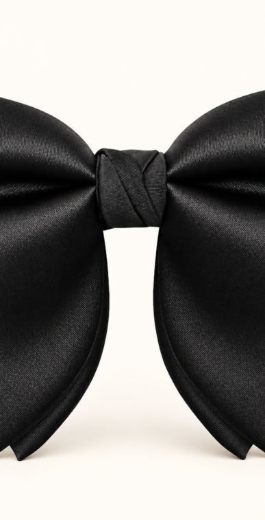 BLACK OVERSIZED BUTTERFLY BOW TIE (Pre Tied)